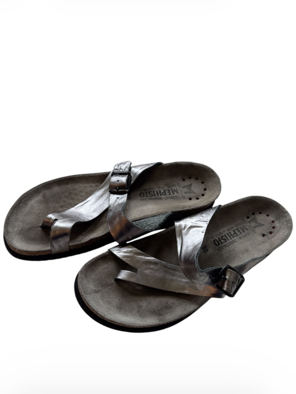 Mephisto Helen Leather Thong Buckle Slide Sandals 38 US 7.5-8